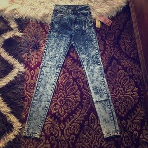 American quality denim acid wash high waist jeans